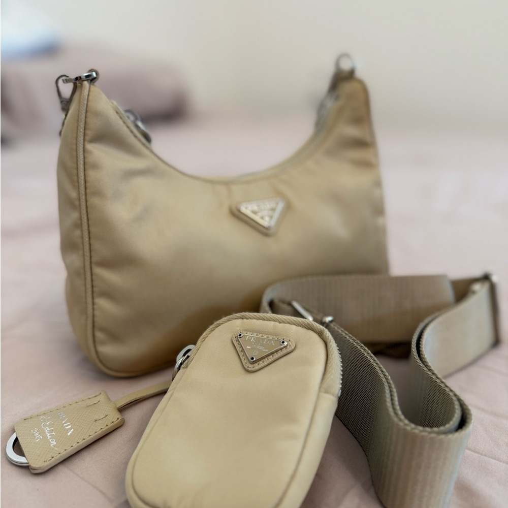 Prada Beige Shoulder Bag Set